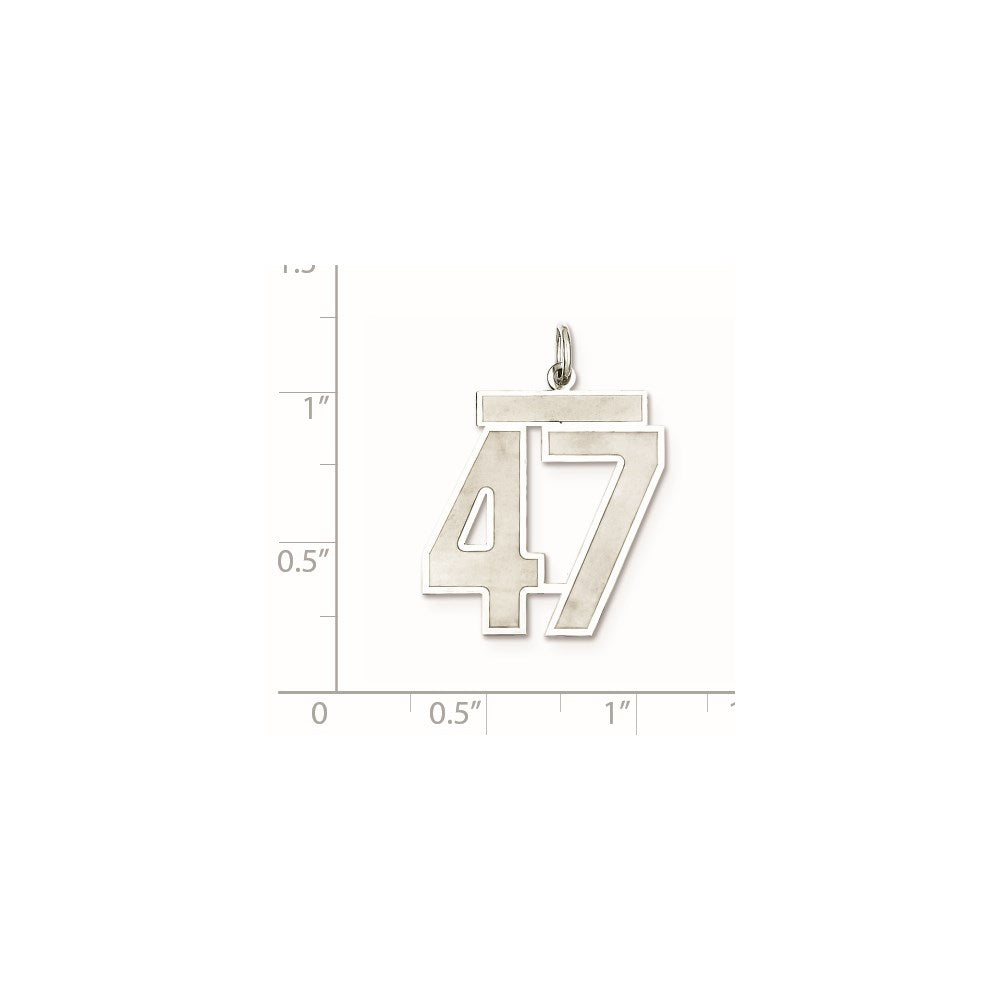 Sterling Silver/Rhodium-plated Satin Number 47 Charm