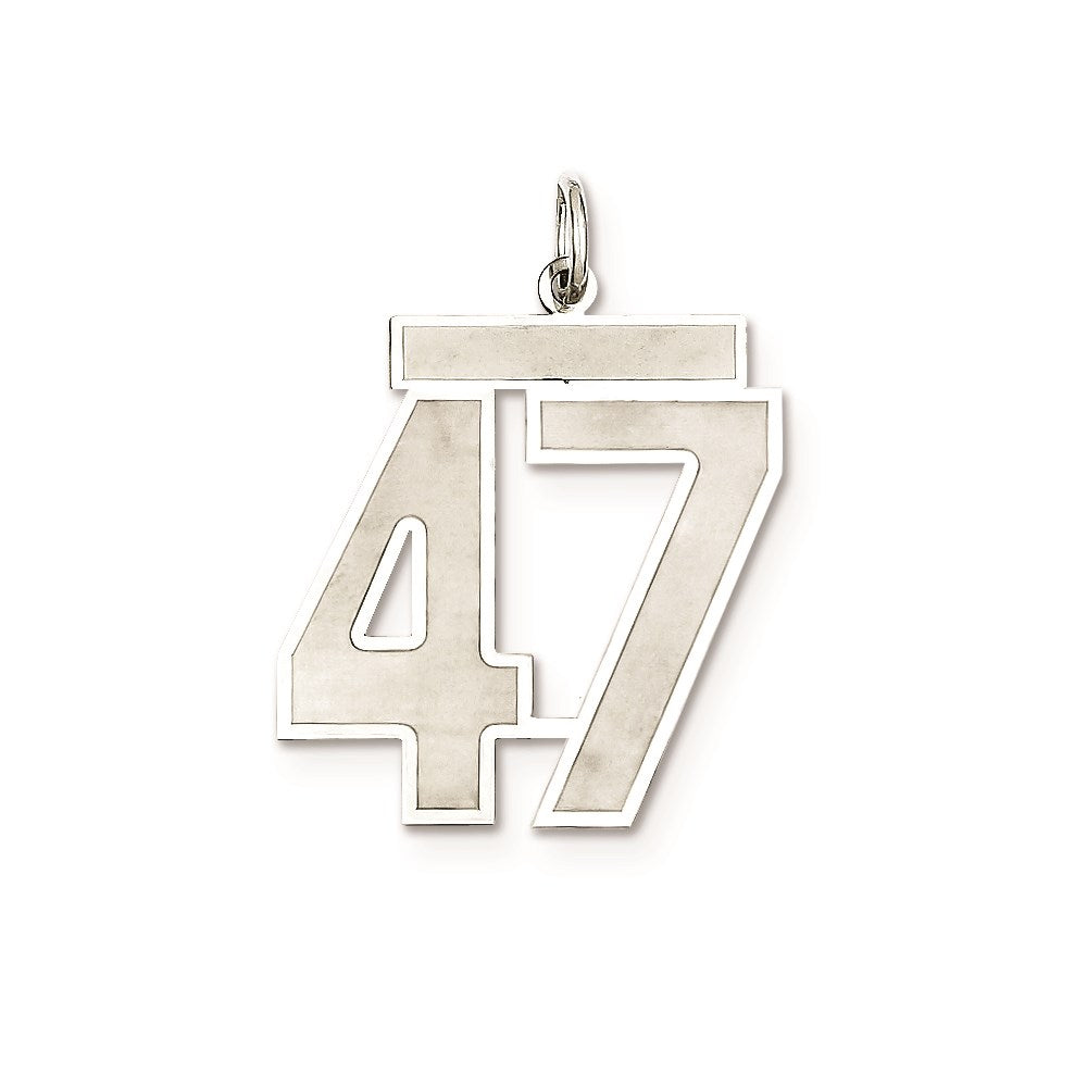 Sterling Silver/Rhodium-plated Satin Number 47 Charm