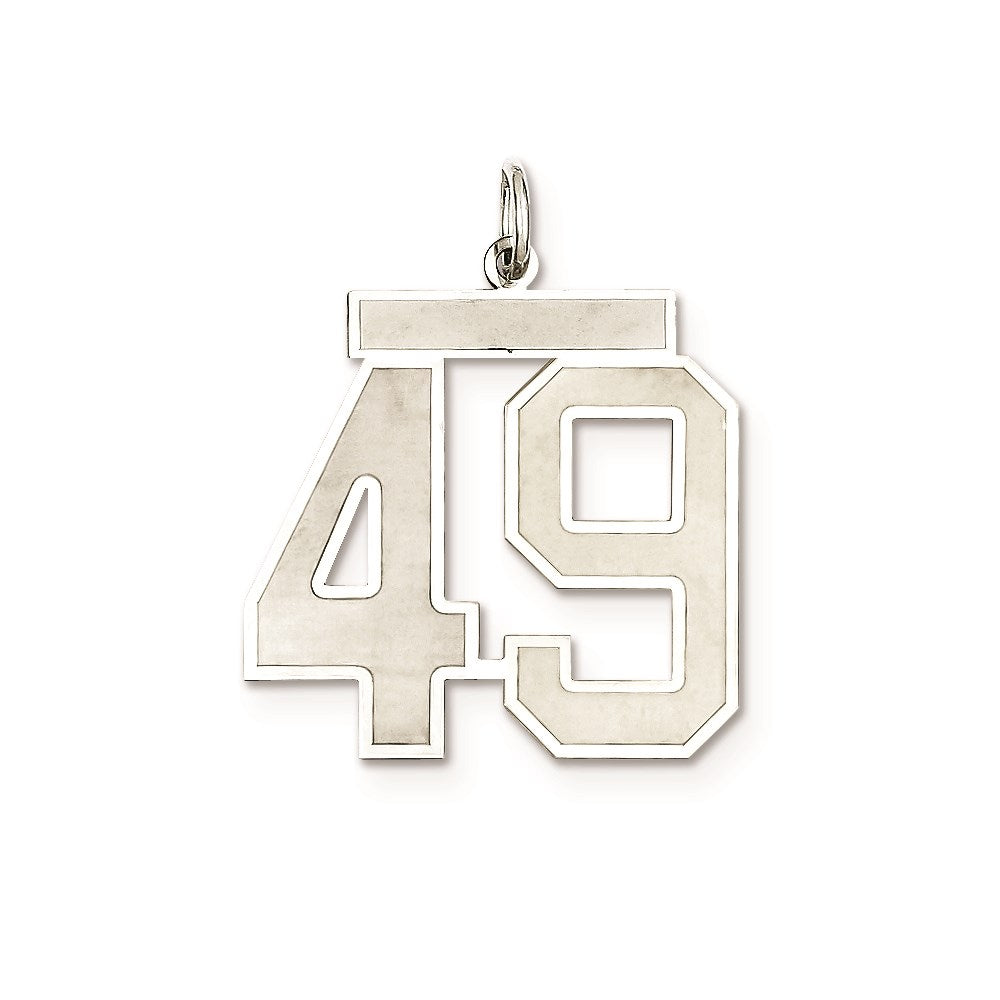 Sterling Silver/Rhodium-plated Satin Number 49 Charm