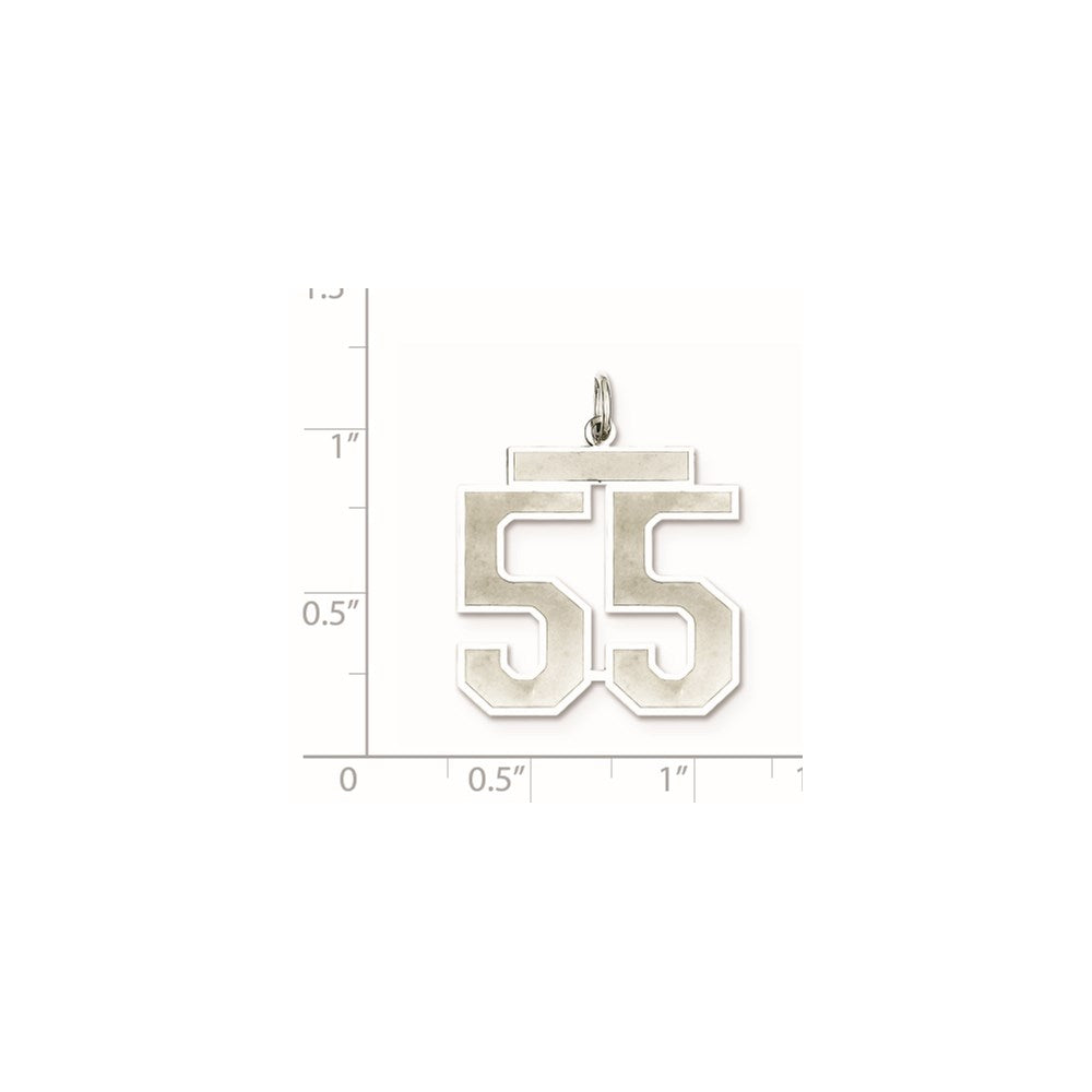 Sterling Silver/Rhodium-plated Satin Number 55 Charm