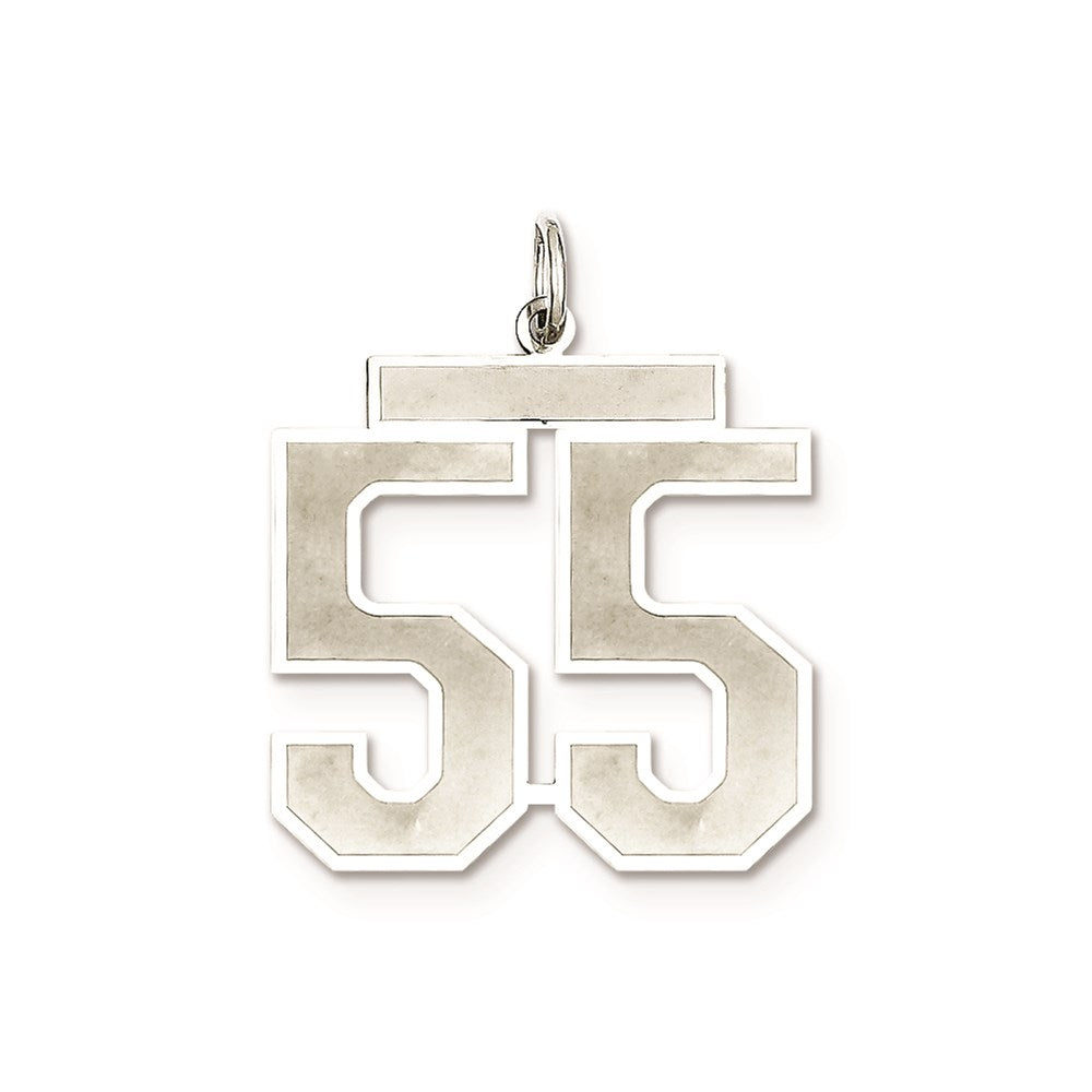 Sterling Silver/Rhodium-plated Satin Number 55 Charm