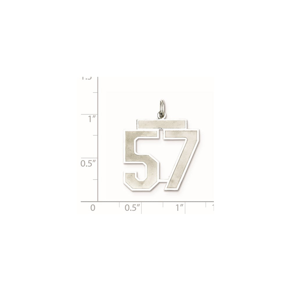 Sterling Silver/Rhodium-plated Satin Number 57 Charm