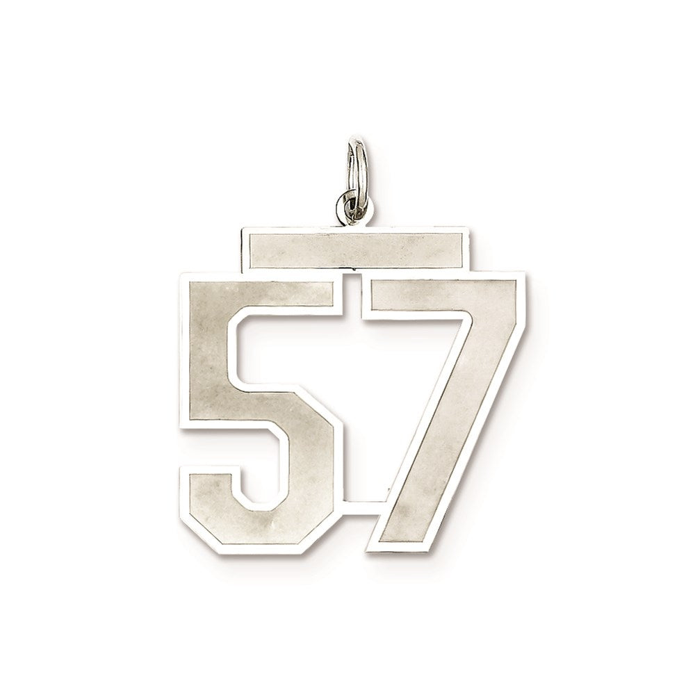 Sterling Silver/Rhodium-plated Satin Number 57 Charm