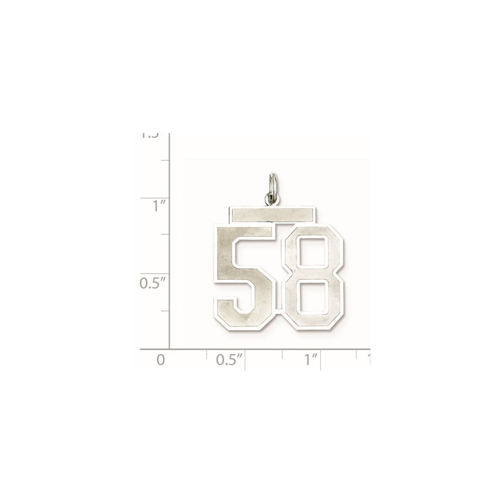 Sterling Silver/Rhodium-plated Satin Number 58 Charm