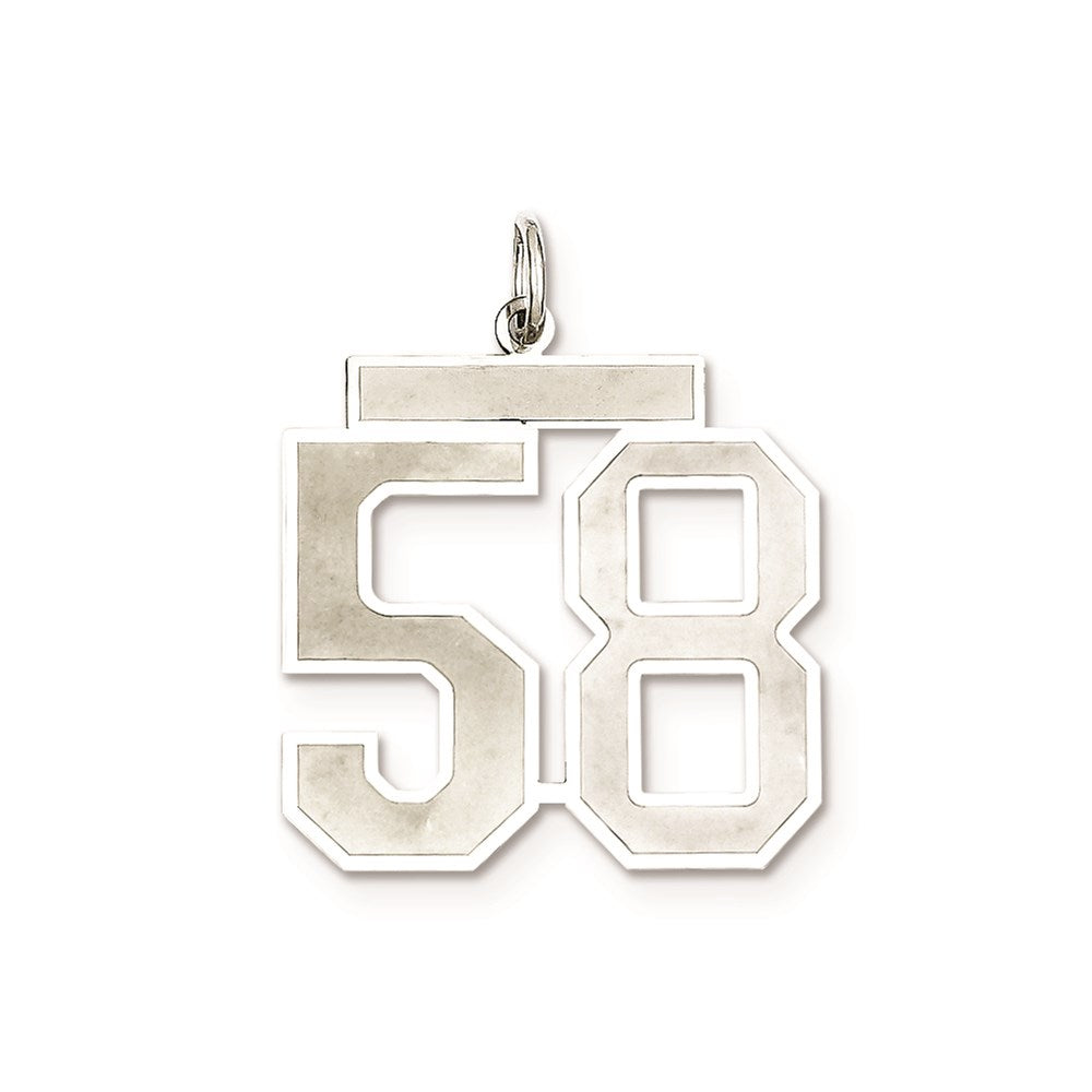 Sterling Silver/Rhodium-plated Satin Number 58 Charm