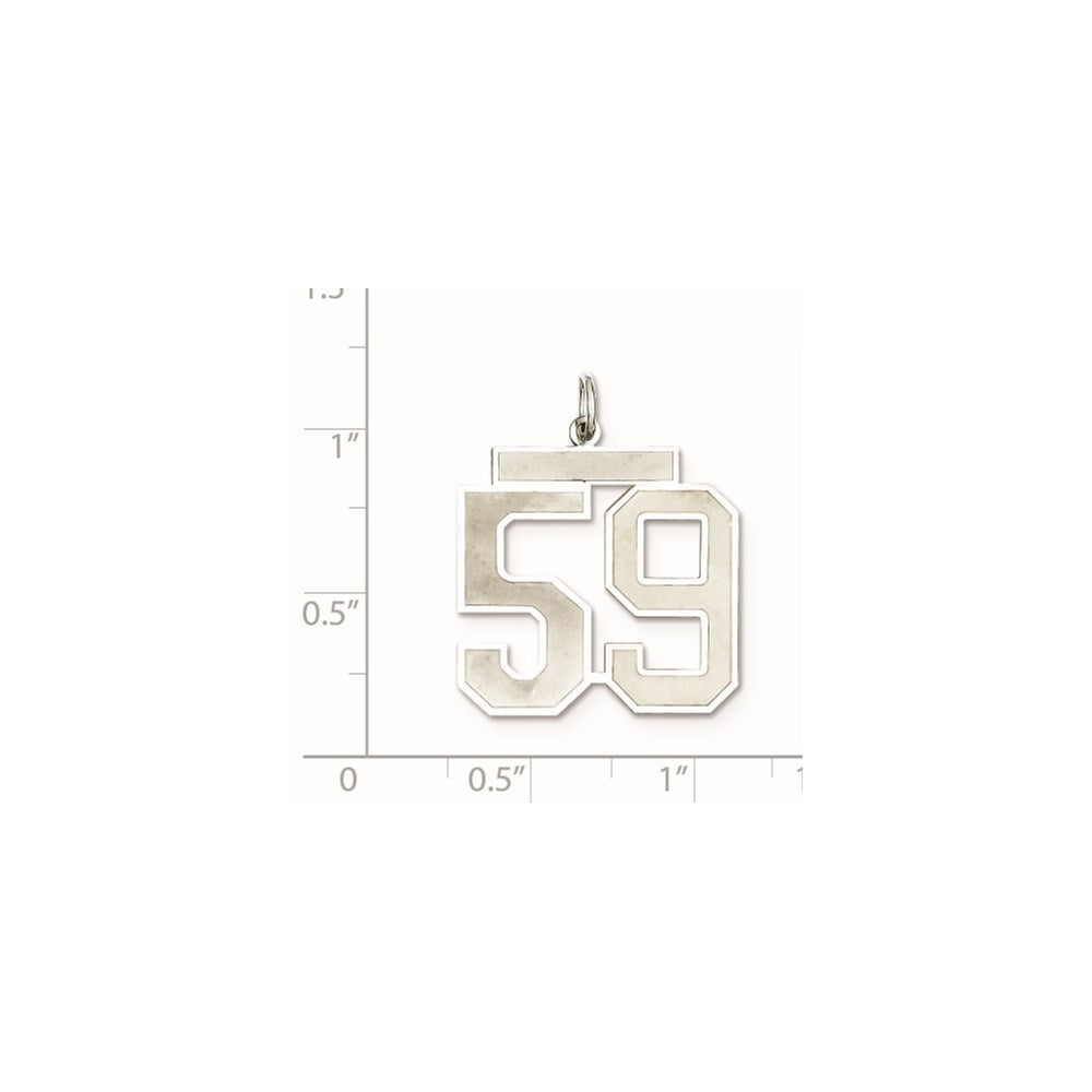 Sterling Silver/Rhodium-plated Satin Number 59 Charm