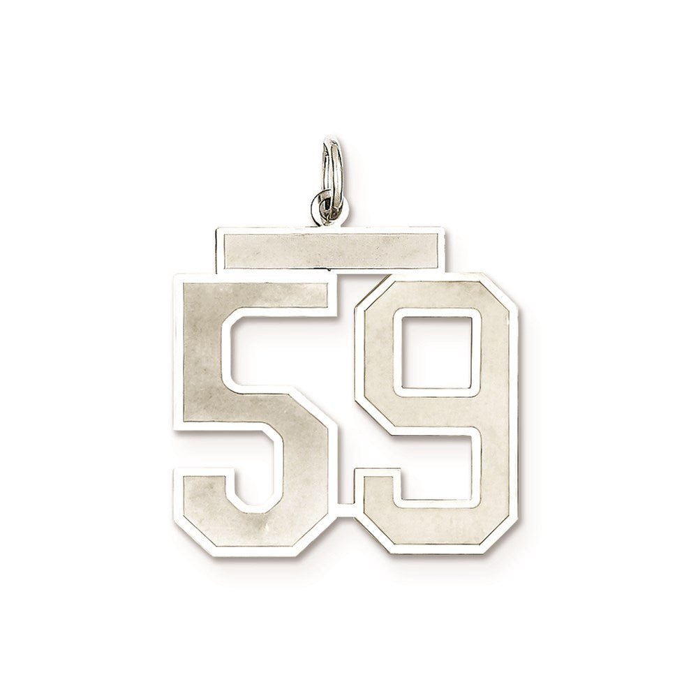 Sterling Silver/Rhodium-plated Satin Number 59 Charm