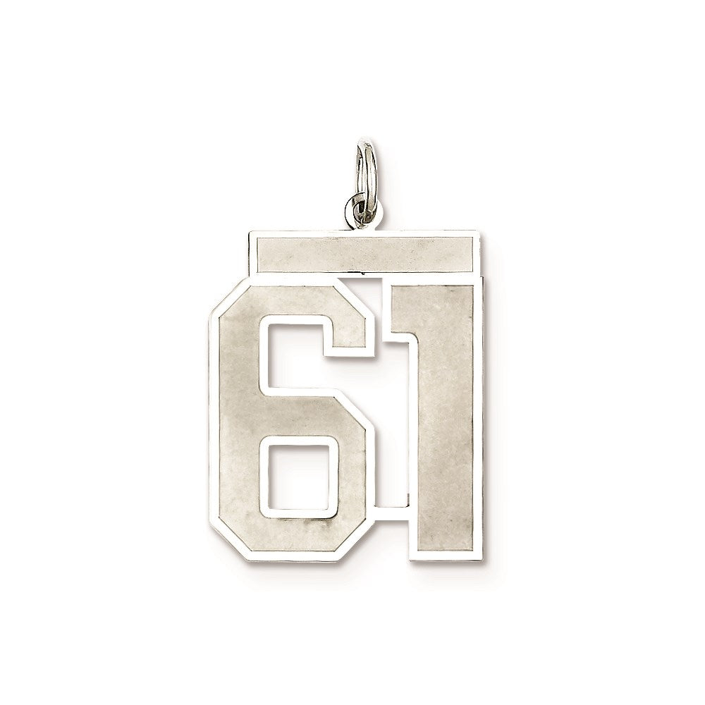 Sterling Silver/Rhodium-plated Satin Number 61 Charm