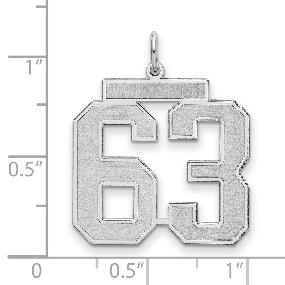 Sterling Silver/Rhodium-plated Satin Number 63 Charm