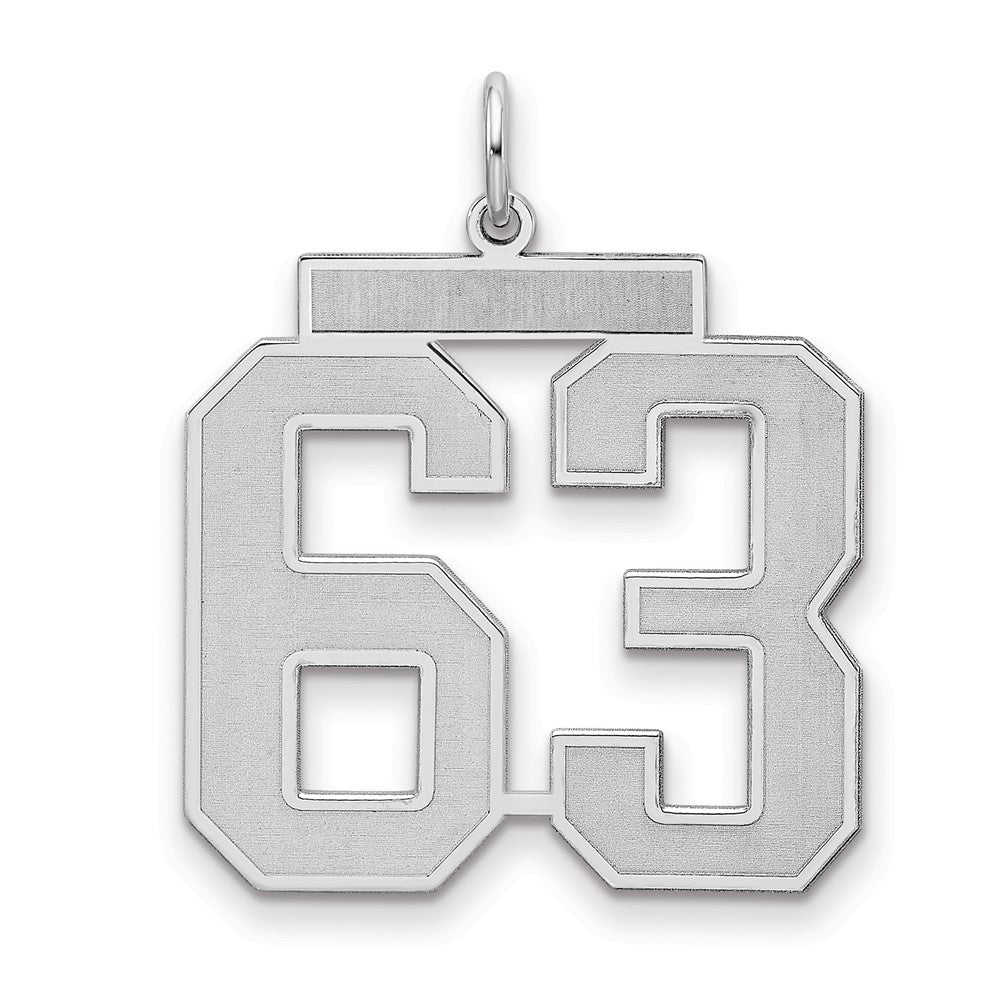 Sterling Silver/Rhodium-plated Satin Number 63 Charm