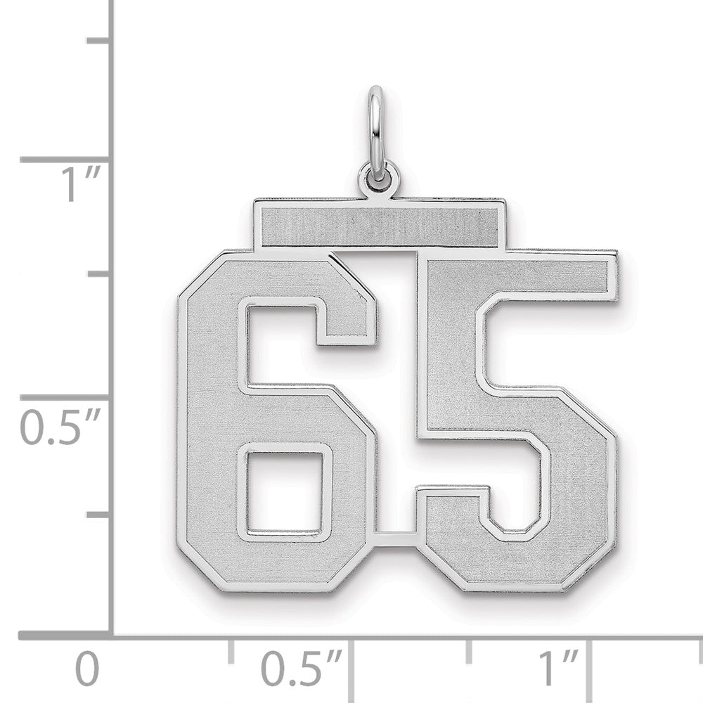 Sterling Silver/Rhodium-plated Satin Number 65 Charm