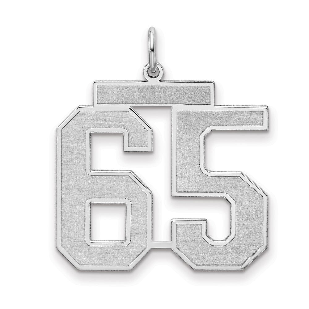 Sterling Silver/Rhodium-plated Satin Number 65 Charm