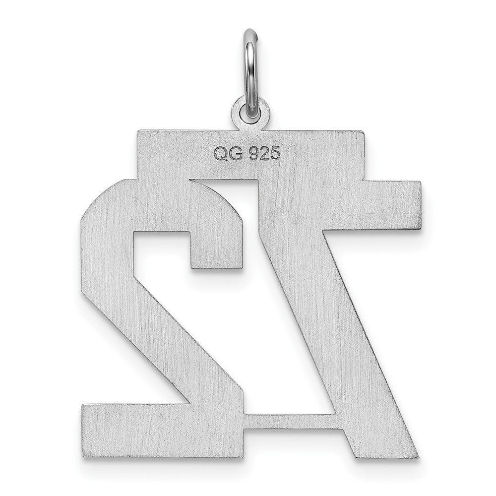 Sterling Silver/Rhodium-plated Satin Number 72 Charm