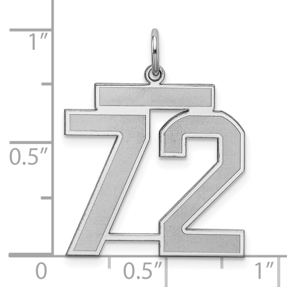 Sterling Silver/Rhodium-plated Satin Number 72 Charm