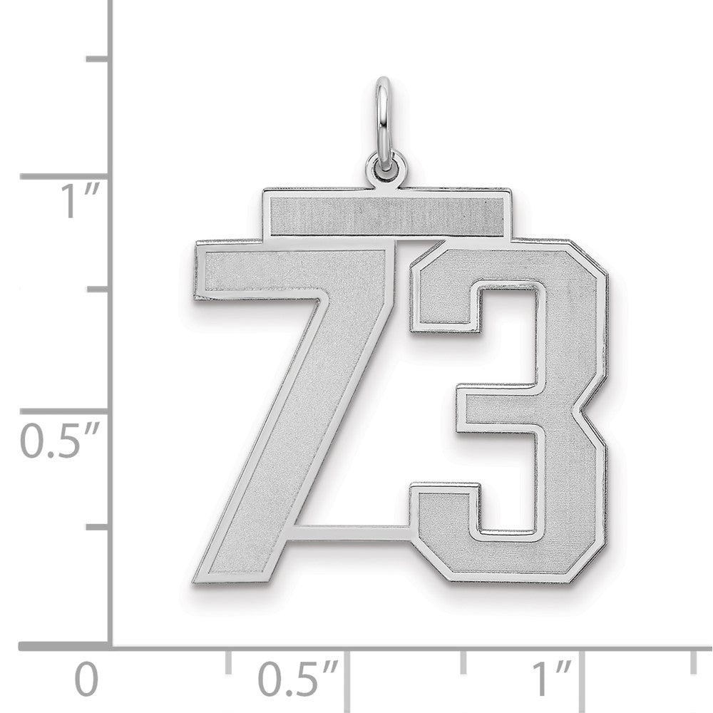 Sterling Silver/Rhodium-plated Satin Number 73 Charm