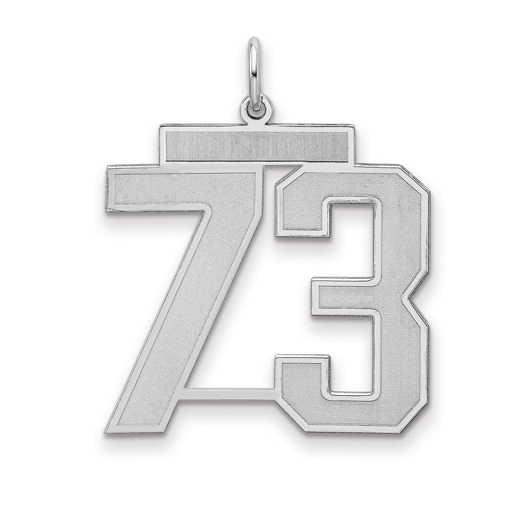 Sterling Silver/Rhodium-plated Satin Number 73 Charm