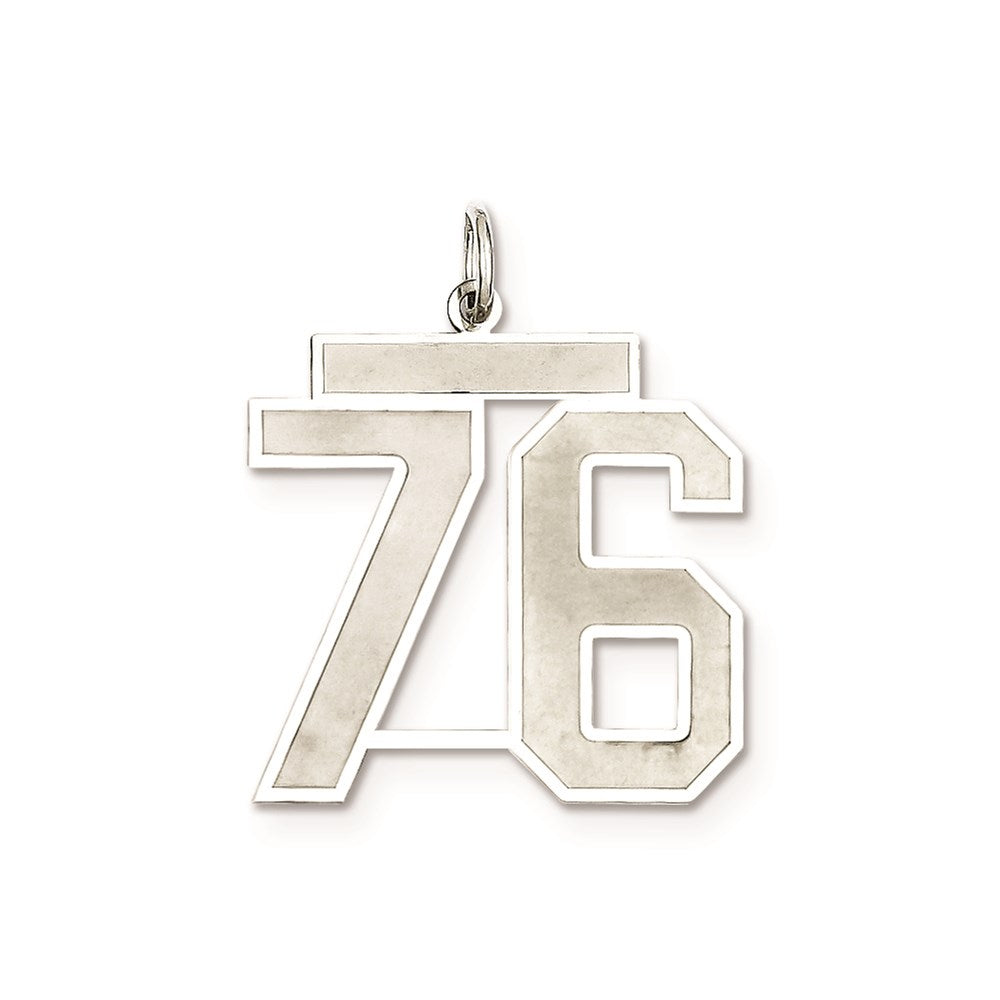 Sterling Silver/Rhodium-plated Satin Number 76 Charm