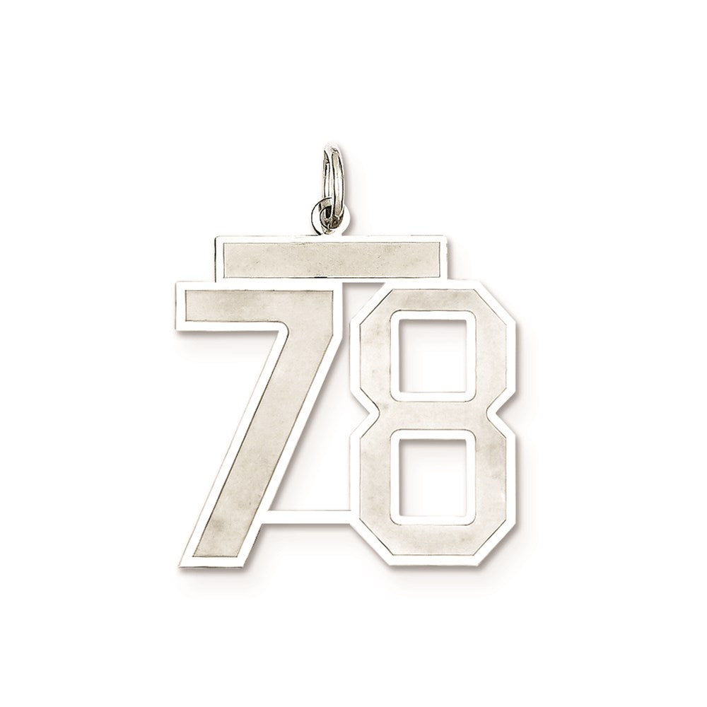 Sterling Silver/Rhodium-plated Satin Number 78 Charm