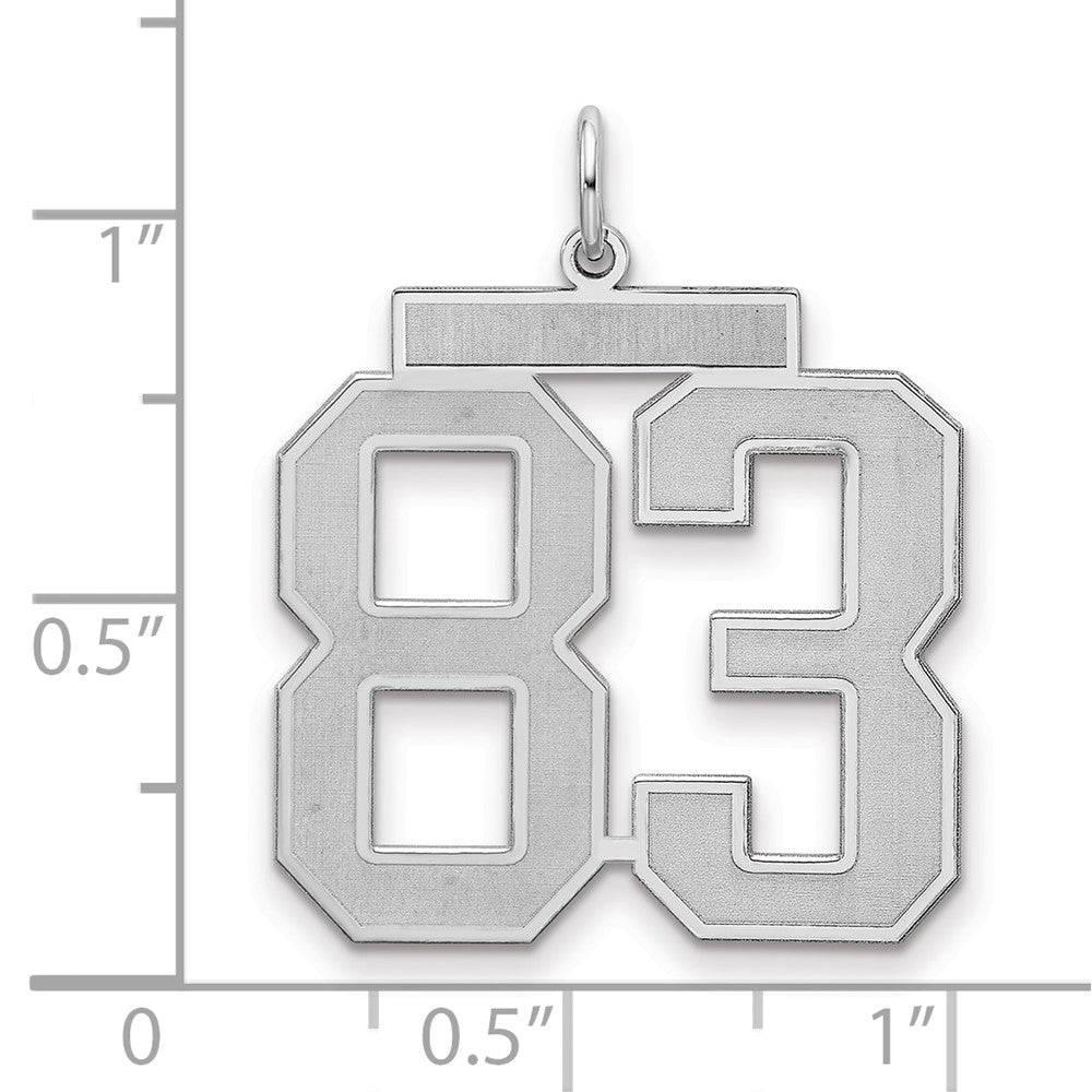 Sterling Silver/Rhodium-plated Satin Number 83 Charm