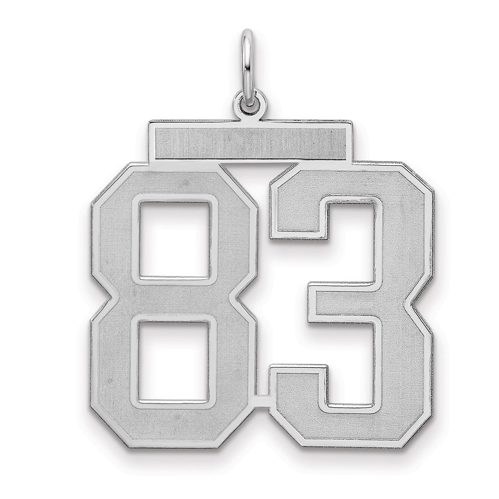 Sterling Silver/Rhodium-plated Satin Number 83 Charm