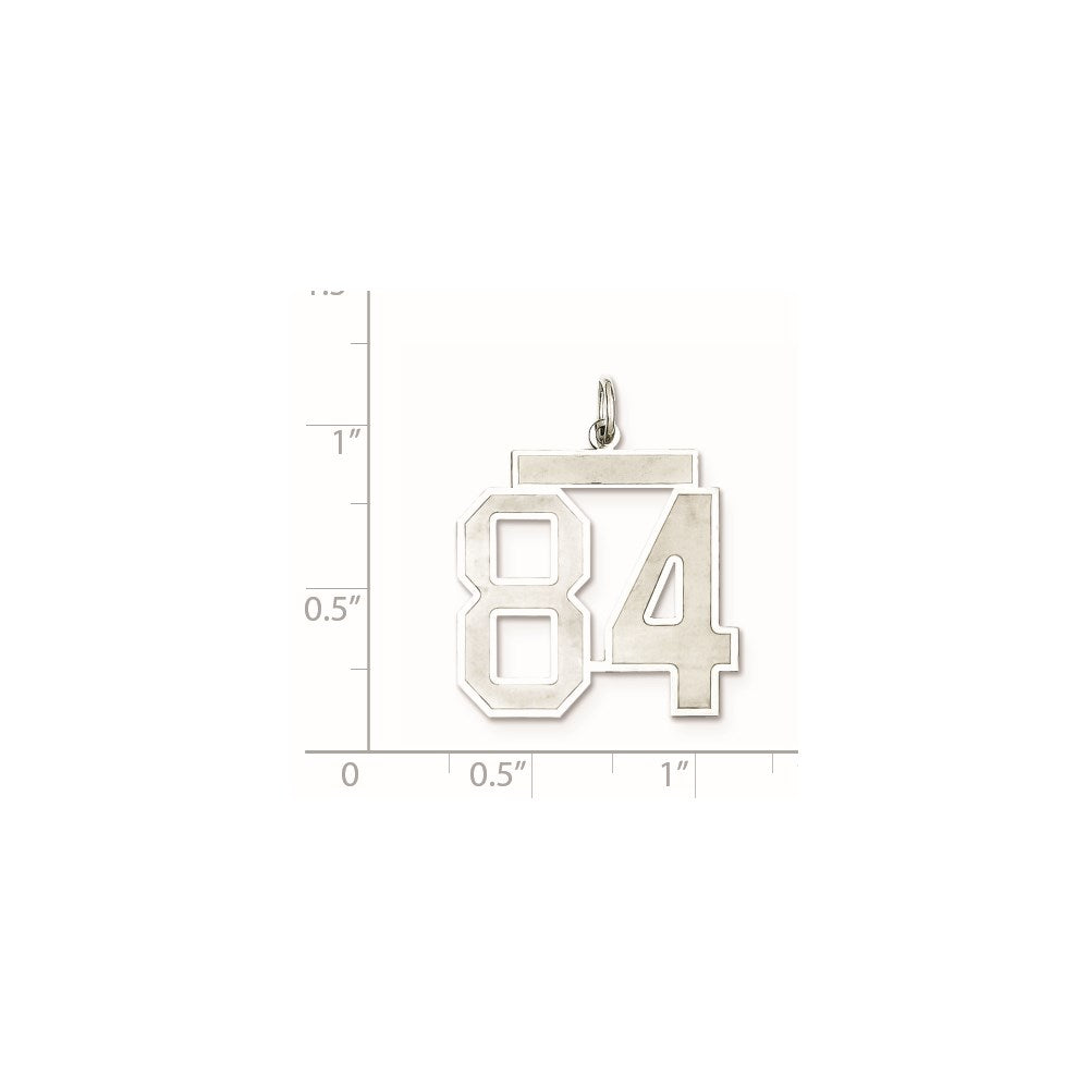 Sterling Silver/Rhodium-plated Satin Number 84 Charm