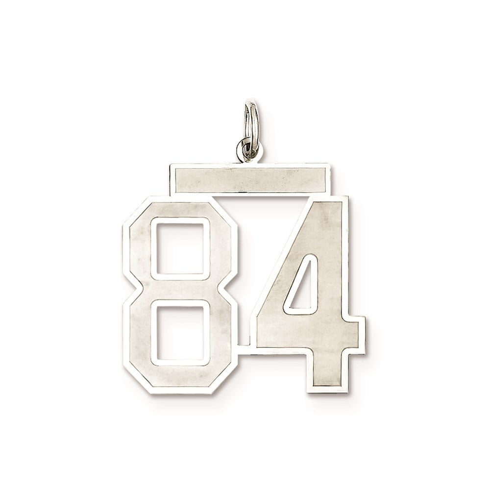 Sterling Silver/Rhodium-plated Satin Number 84 Charm