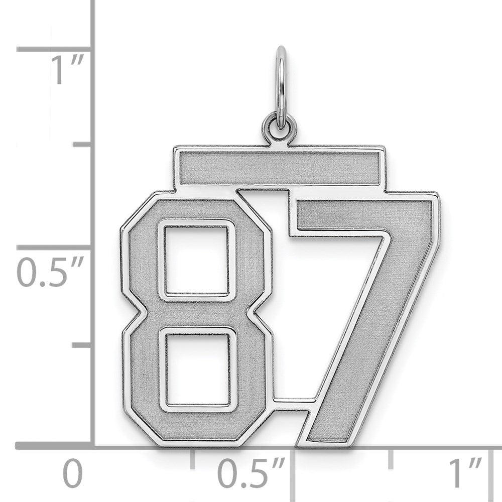 Sterling Silver/Rhodium-plated Satin Number 87 Charm