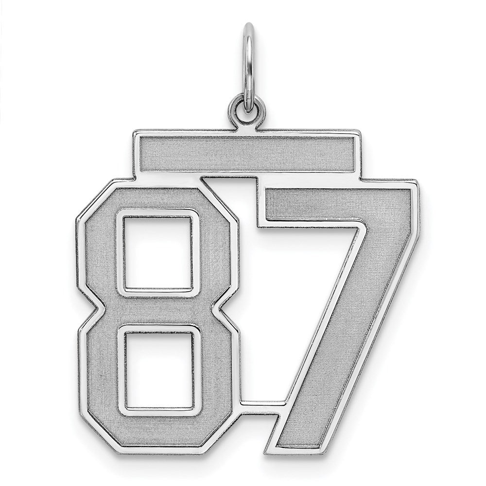 Sterling Silver/Rhodium-plated Satin Number 87 Charm