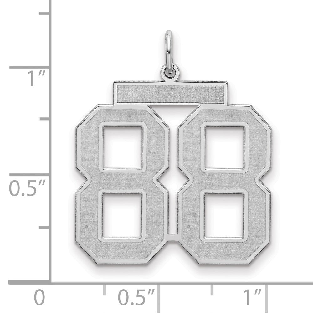 Sterling Silver/Rhodium-plated Satin Number 88 Charm