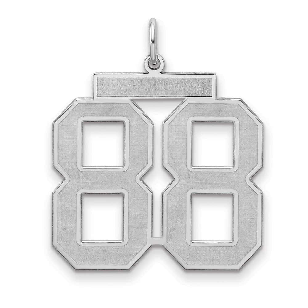 Sterling Silver/Rhodium-plated Satin Number 88 Charm