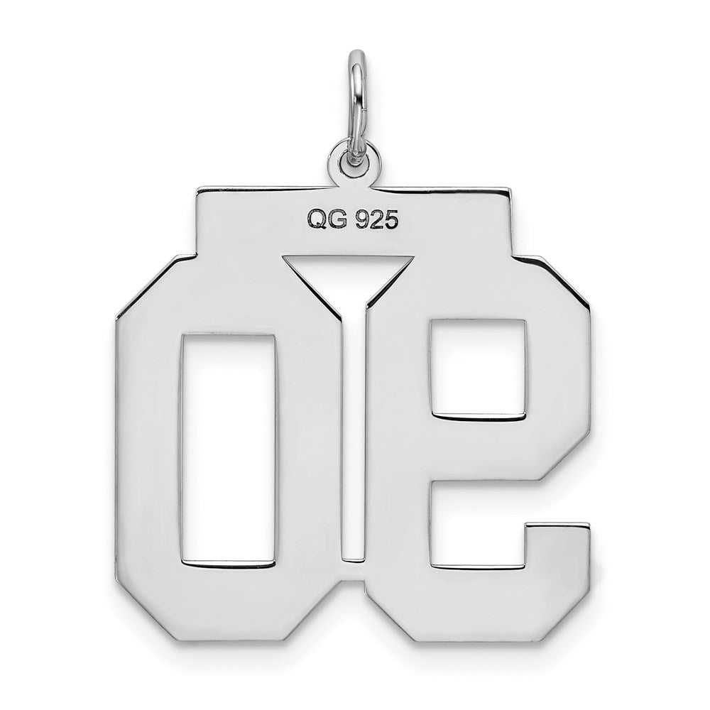 Sterling Silver/Rhodium-plated Satin Number 90 Charm