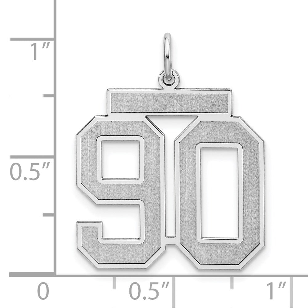 Sterling Silver/Rhodium-plated Satin Number 90 Charm