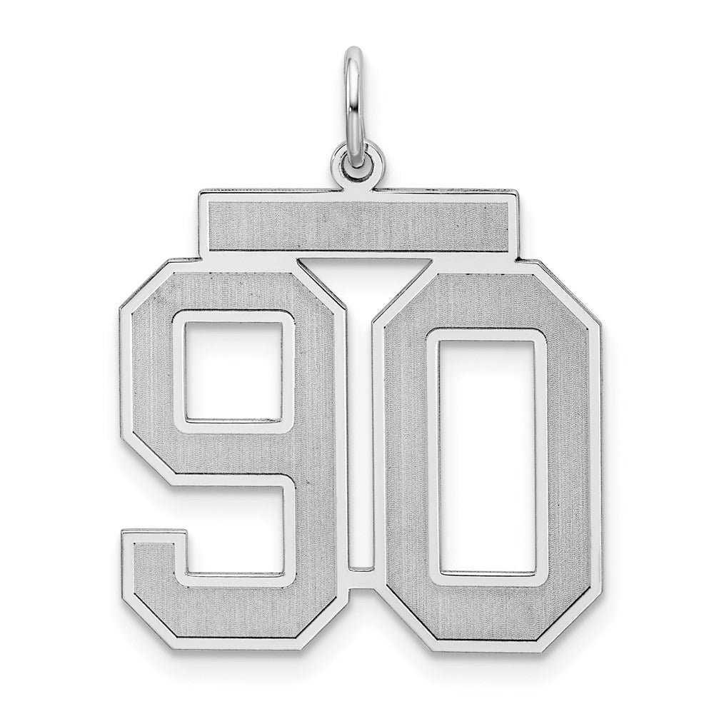 Sterling Silver/Rhodium-plated Satin Number 90 Charm