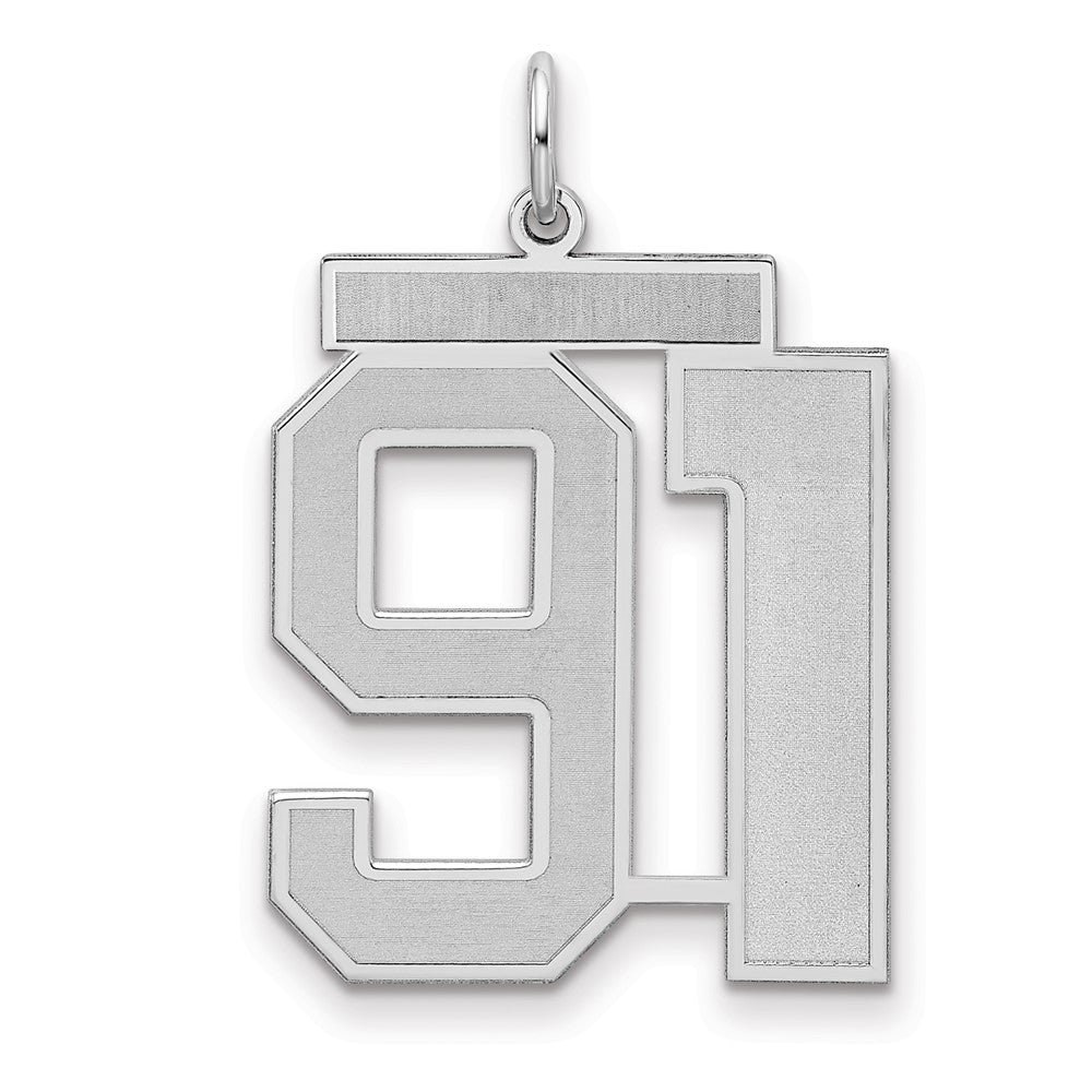 Sterling Silver/Rhodium-plated Satin Number 91 Charm