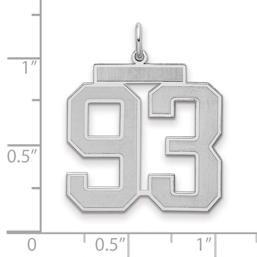 Sterling Silver/Rhodium-plated Satin Number 93 Charm