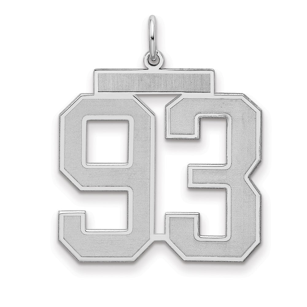 Sterling Silver/Rhodium-plated Satin Number 93 Charm