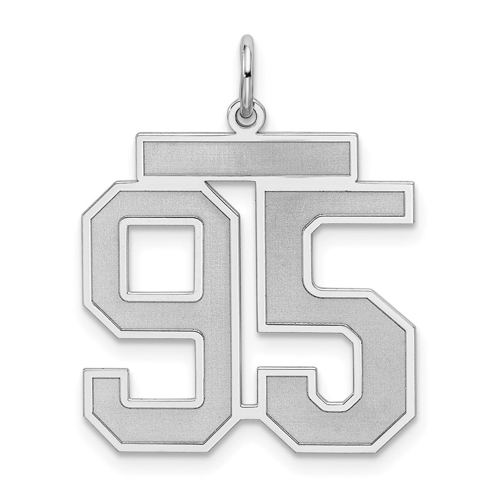 Sterling Silver/Rhodium-plated Satin Number 95 Charm