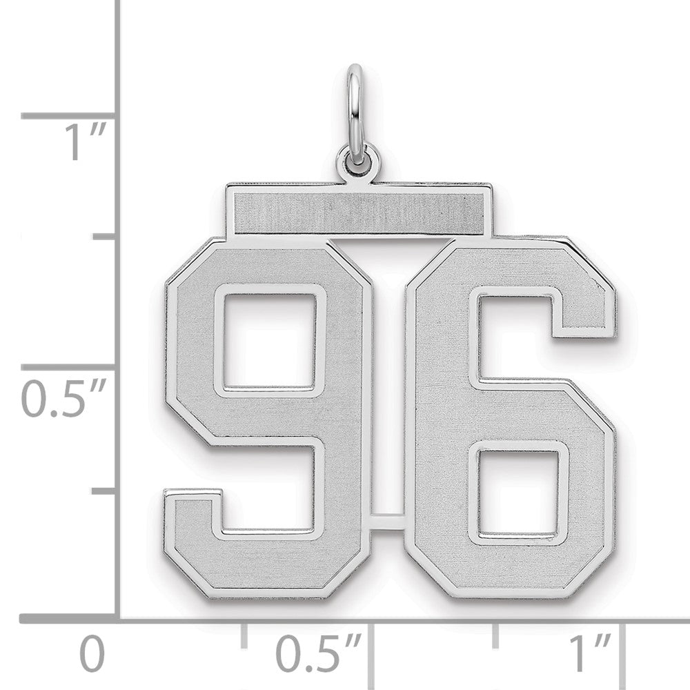 Sterling Silver/Rhodium-plated Satin Number 96 Charm