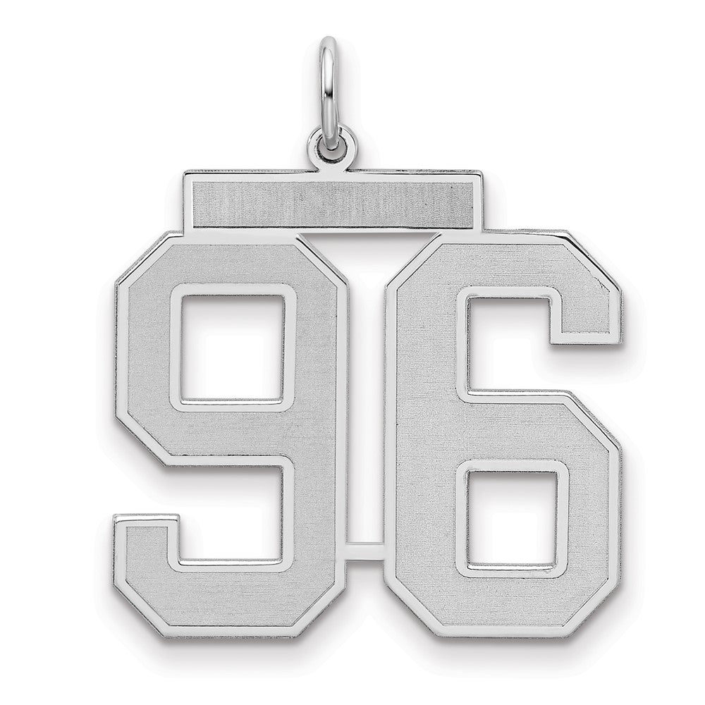 Sterling Silver/Rhodium-plated Satin Number 96 Charm