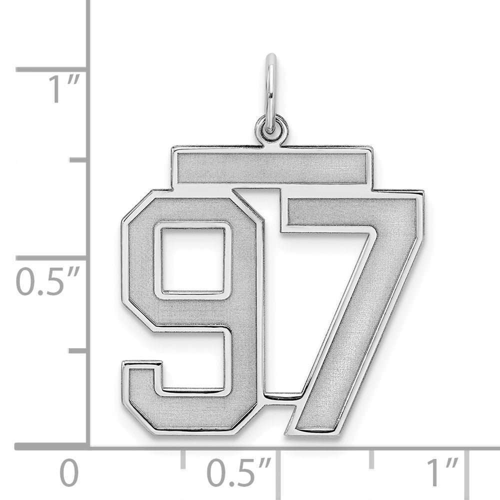 Sterling Silver/Rhodium-plated Satin Number 97 Charm