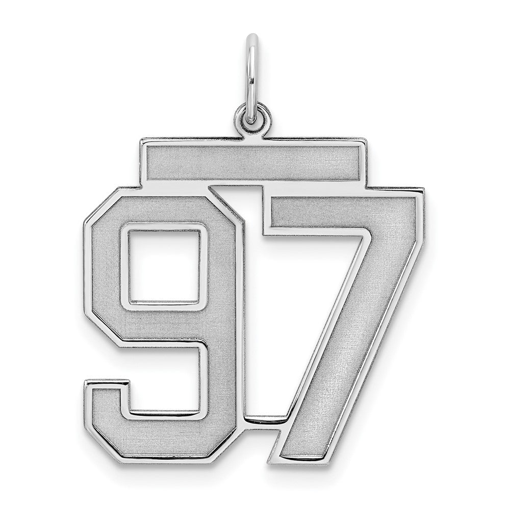 Sterling Silver/Rhodium-plated Satin Number 97 Charm