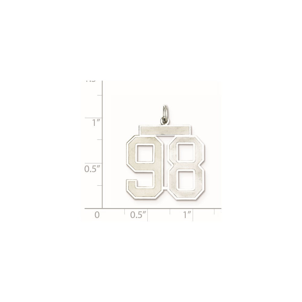 Sterling Silver/Rhodium-plated Satin Number 98 Charm