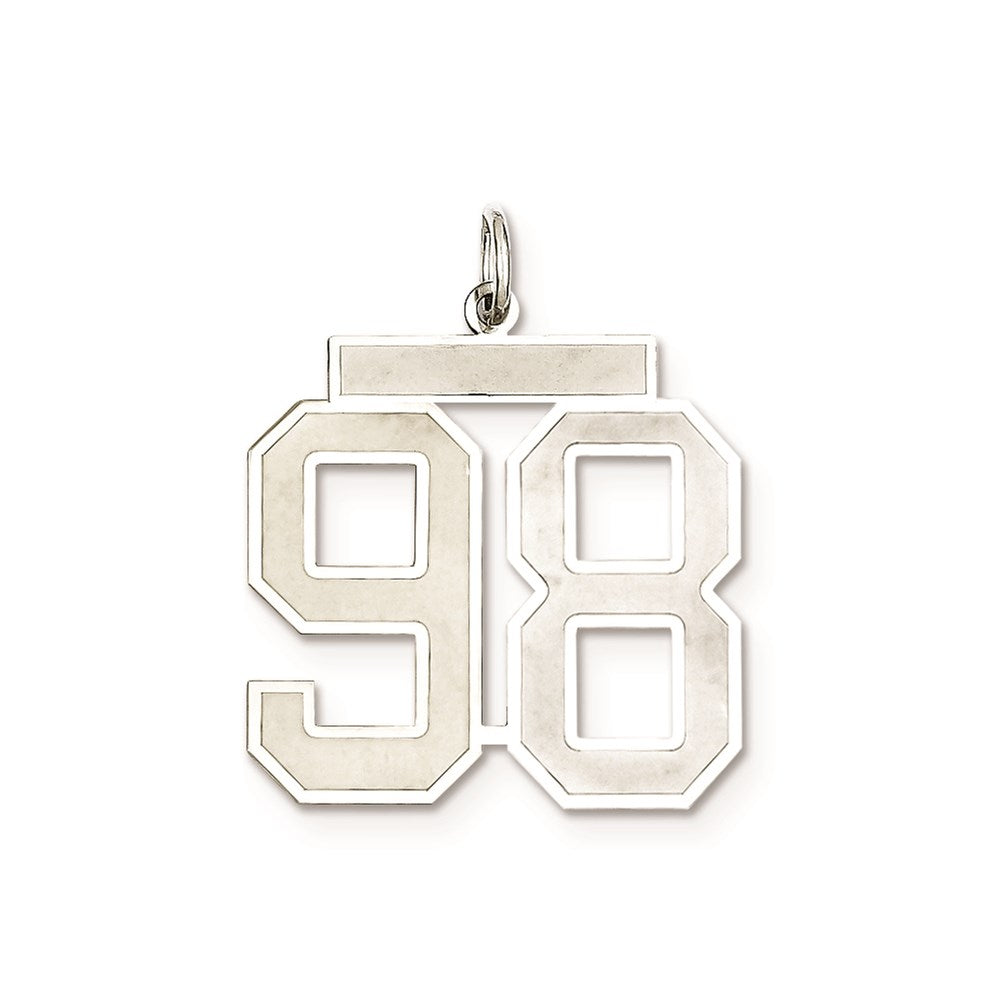 Sterling Silver/Rhodium-plated Satin Number 98 Charm