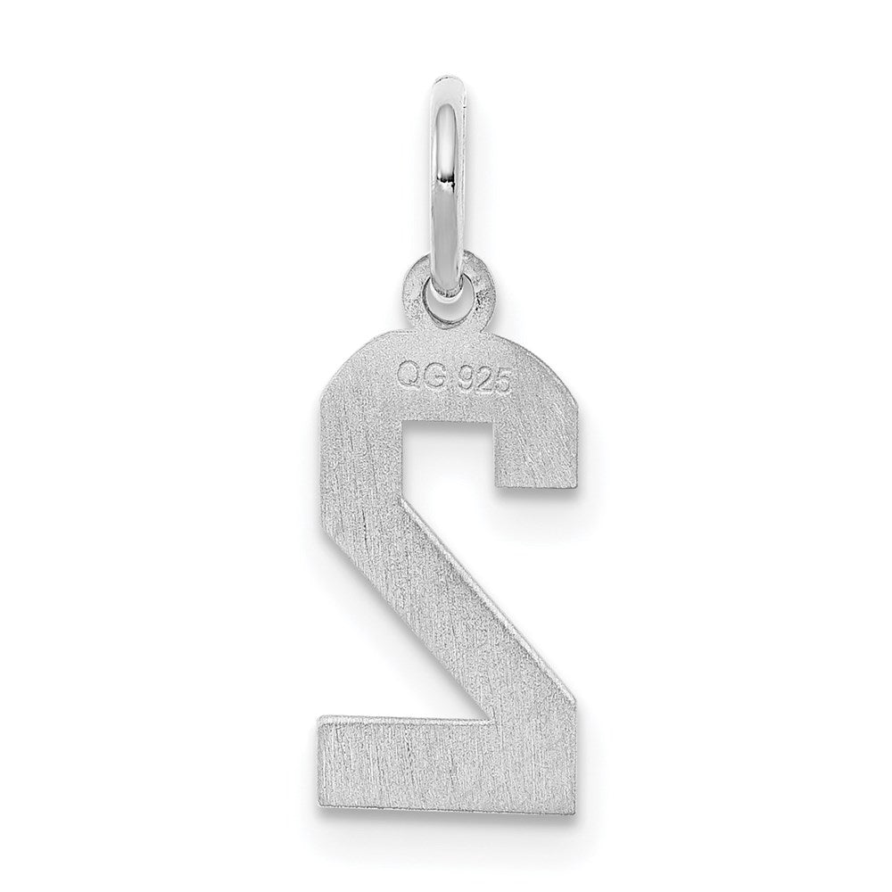 Sterling Silver/Rhodium-plated Satin Number 2 Charm