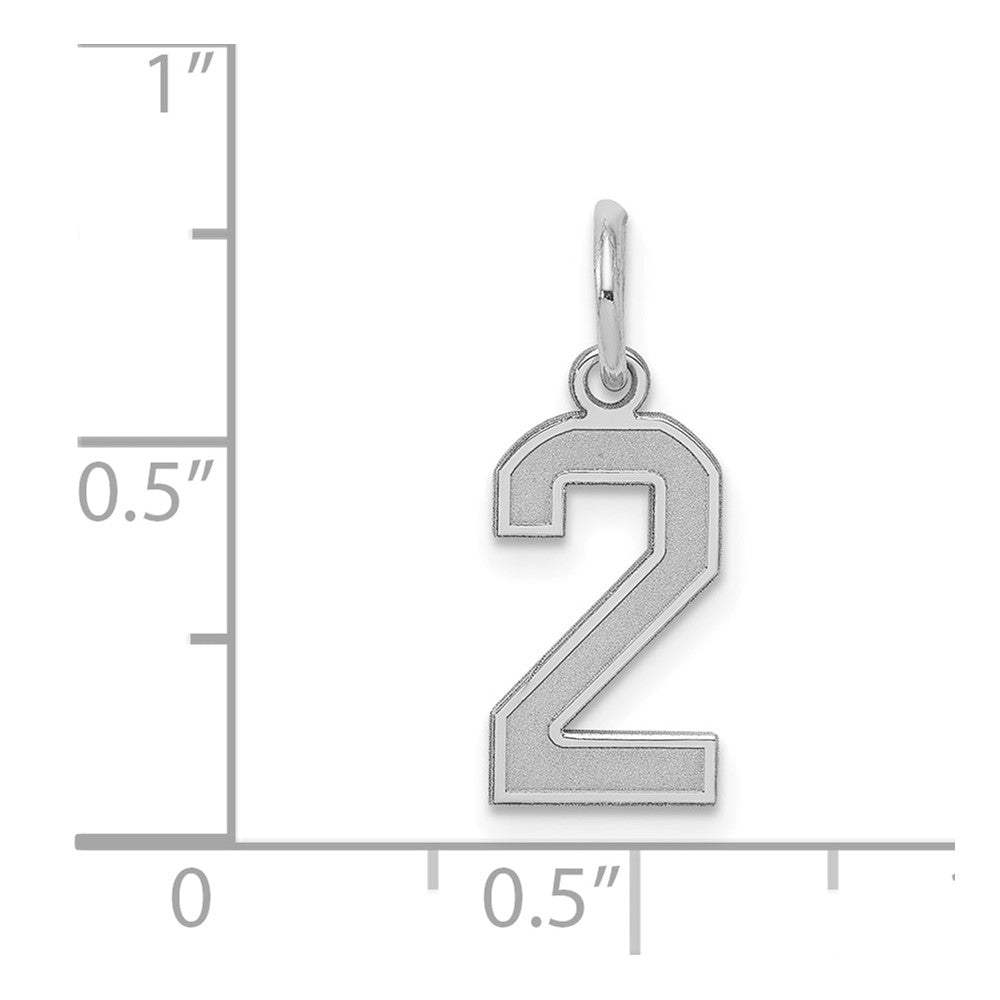 Sterling Silver/Rhodium-plated Satin Number 2 Charm