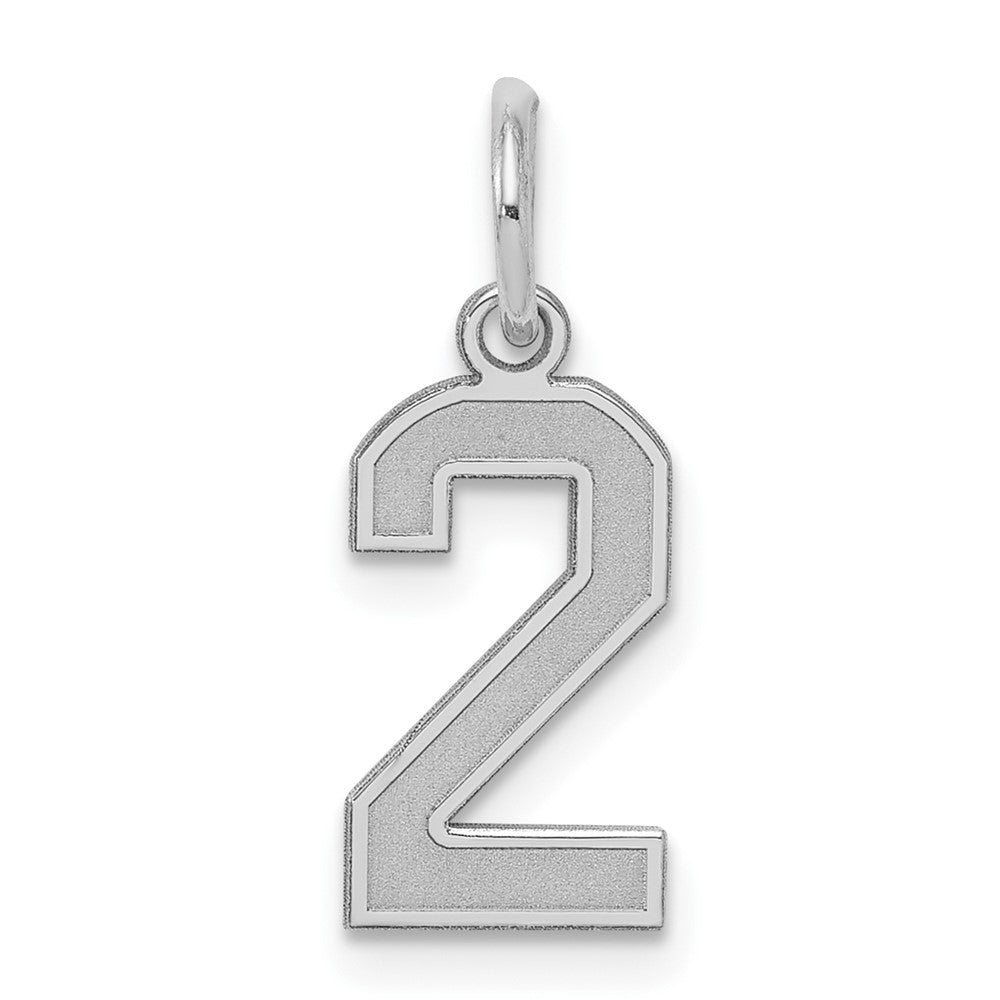 Sterling Silver/Rhodium-plated Satin Number 2 Charm