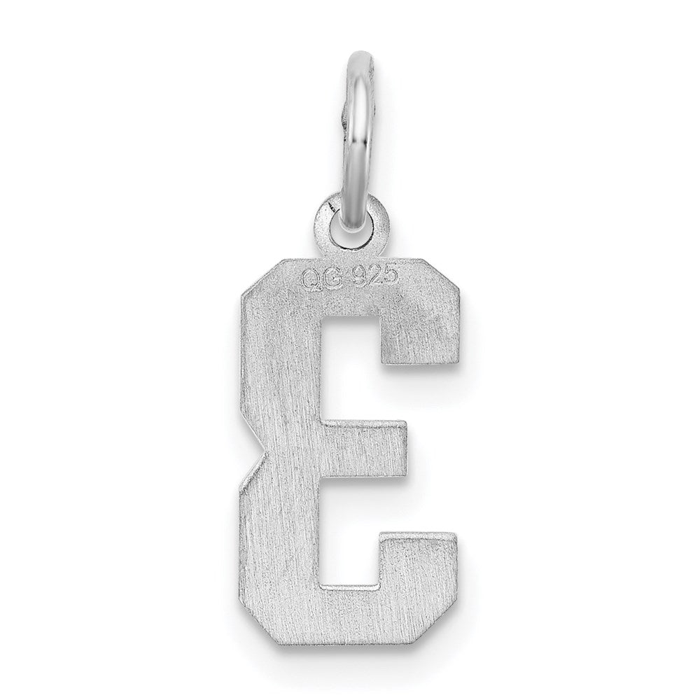 Sterling Silver/Rhodium-plated Satin Number 3 Charm