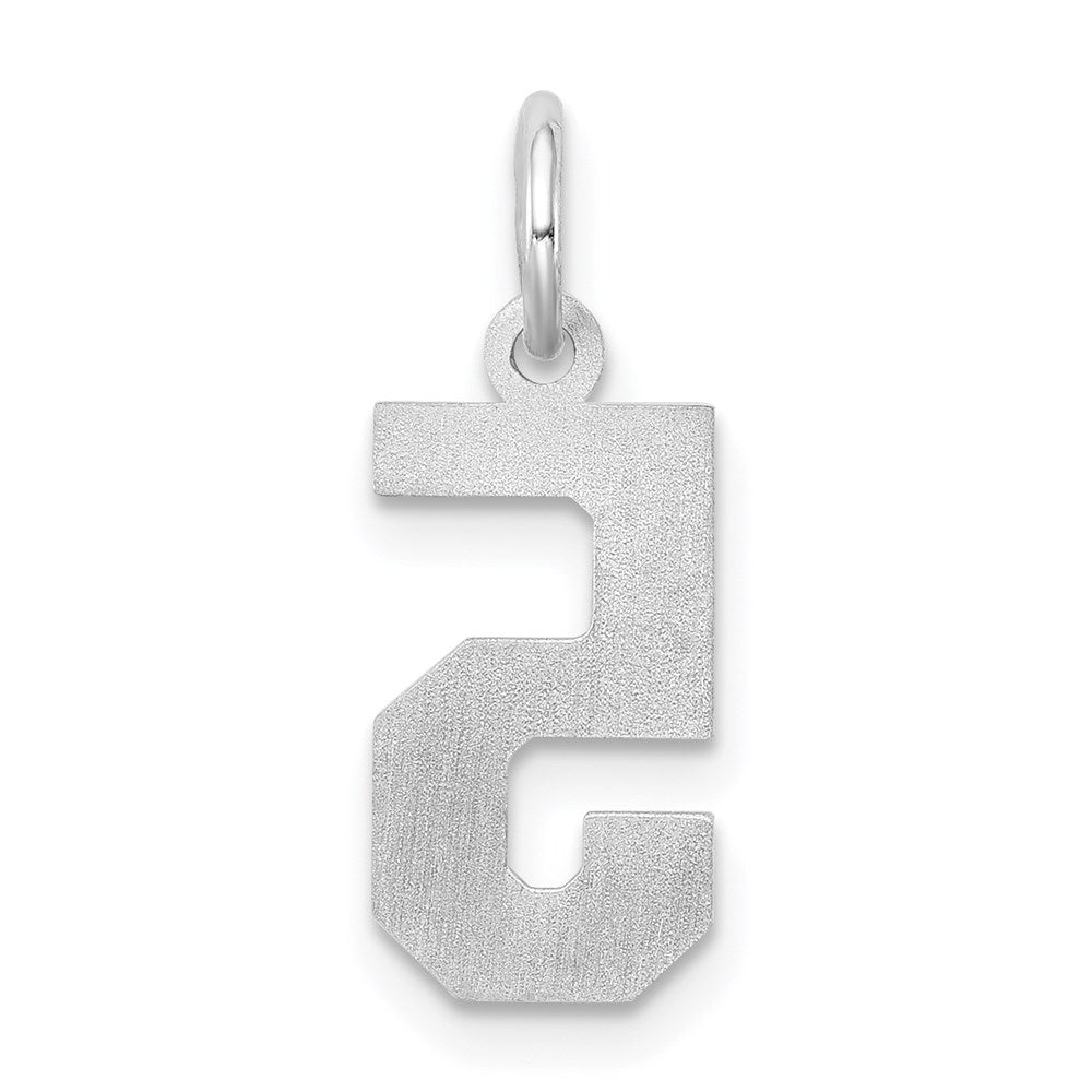 Sterling Silver/Rhodium-plated Satin Number 5 Charm