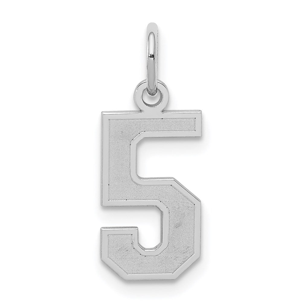 Sterling Silver/Rhodium-plated Satin Number 5 Charm