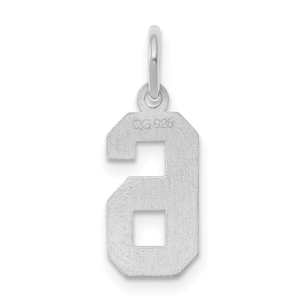 Sterling Silver/Rhodium-plated Satin Number 6 Charm